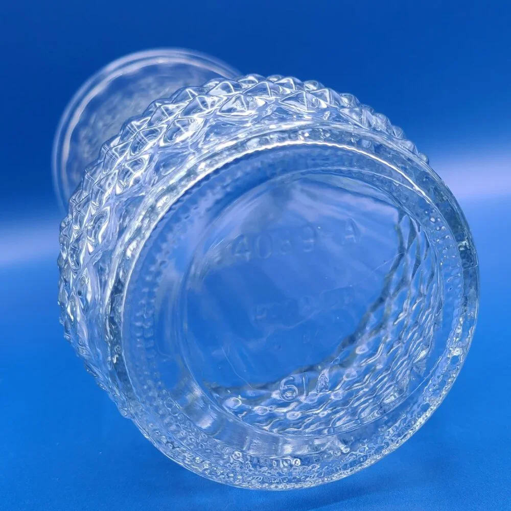 Vintage Hoosier Glass Diamond Point & Ribbed Clear Vase 4089-A 9.75